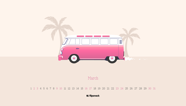 free march 2019 wallpaper calendar van