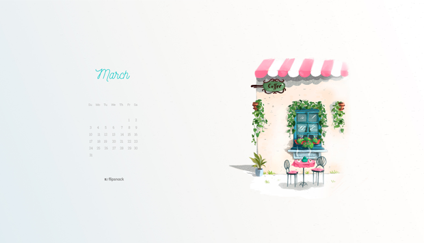 free march 2019 wallpaper calendar landscape