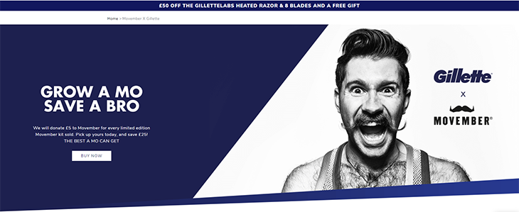 2020 movember gillette campaign - content marketing calendar ideas for 2020