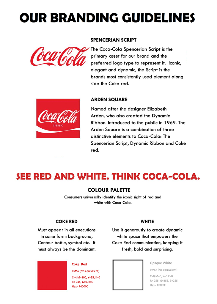 Brand guidelines example of Coca Cola