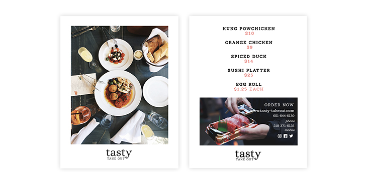minimalist takeout menu template