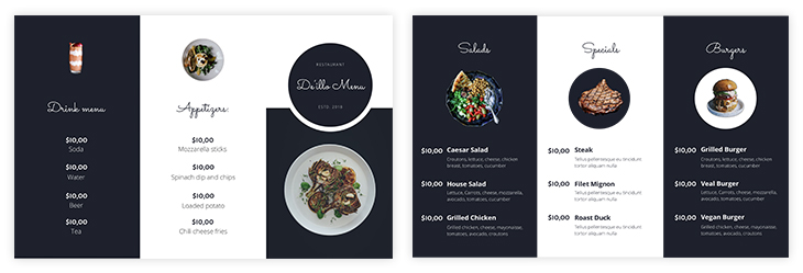 Printable Take-Out Trifold Menu Template