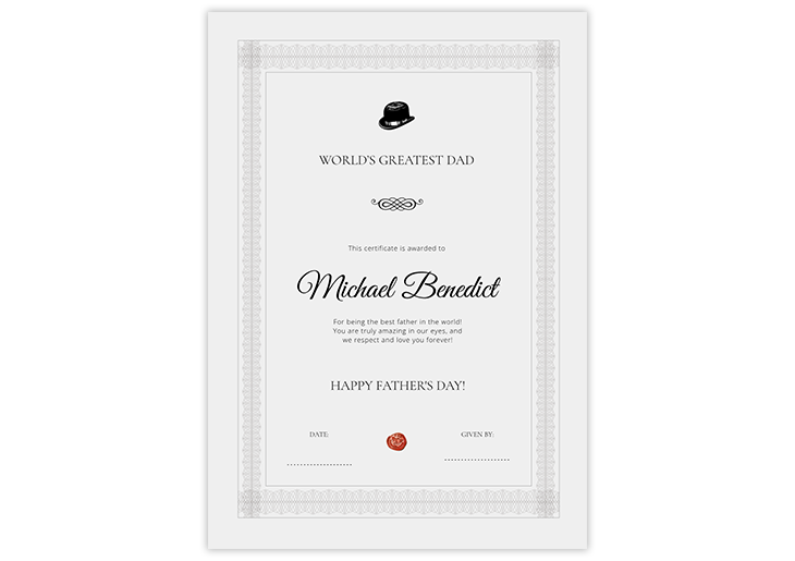 father's day certificate template