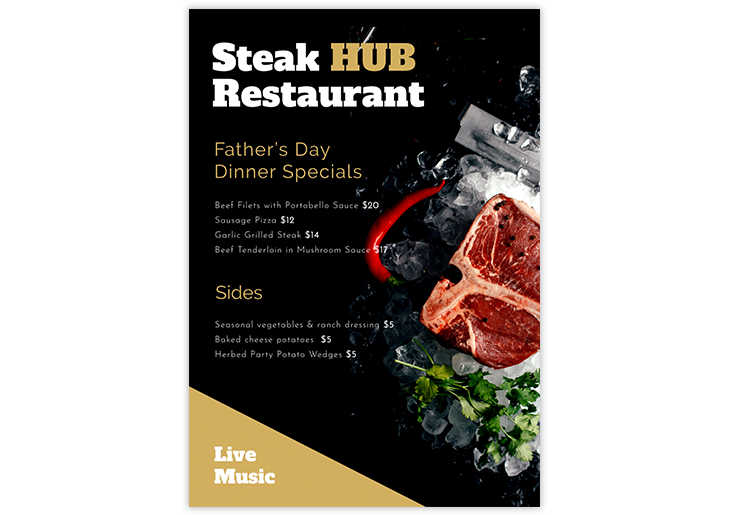 father's day menu template