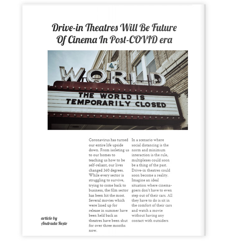 how to make a newspaper - Drive-in theatres article