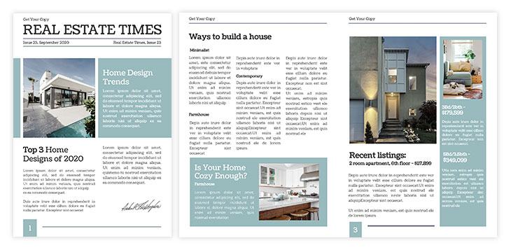 Elegant real estate newspaper template