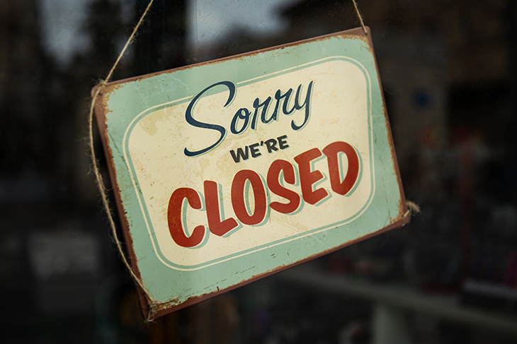 Sorry we`re closed sign