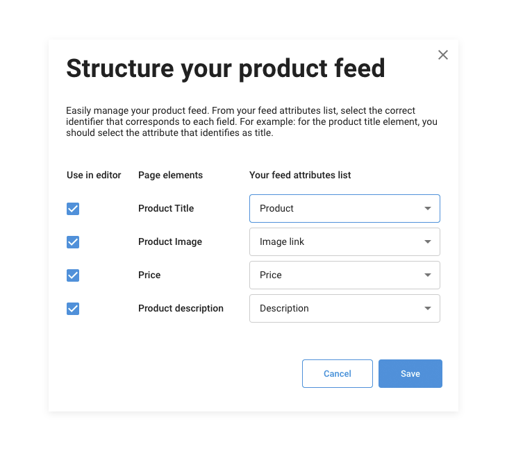 How to structure your product feed example