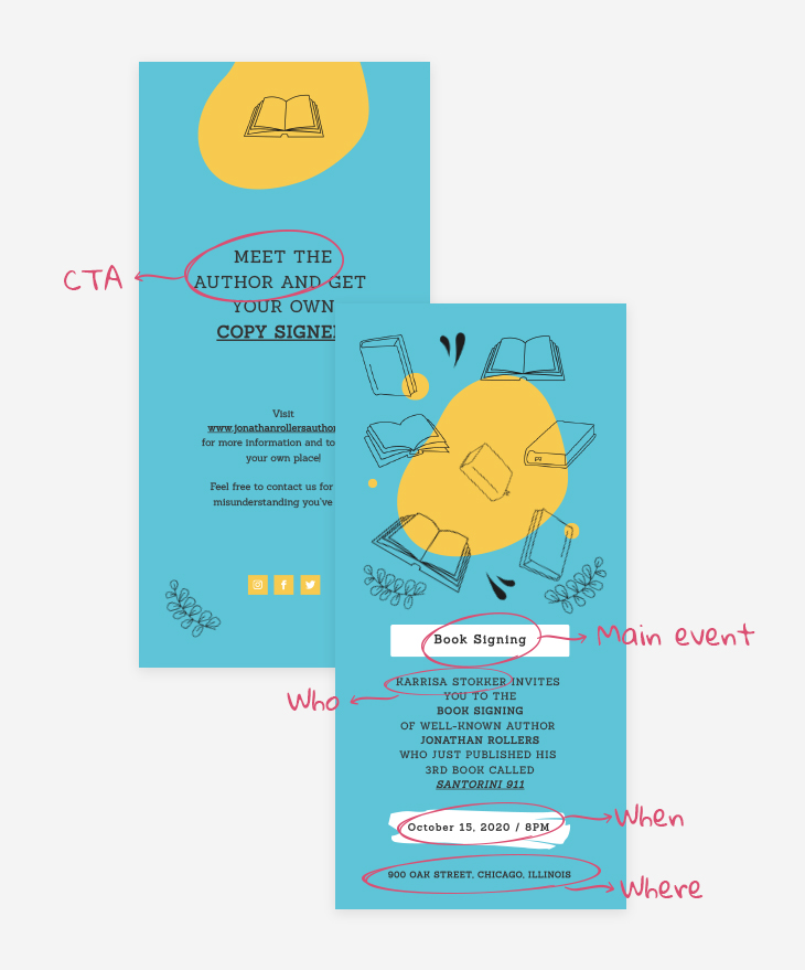 the main details of a school flyer event
