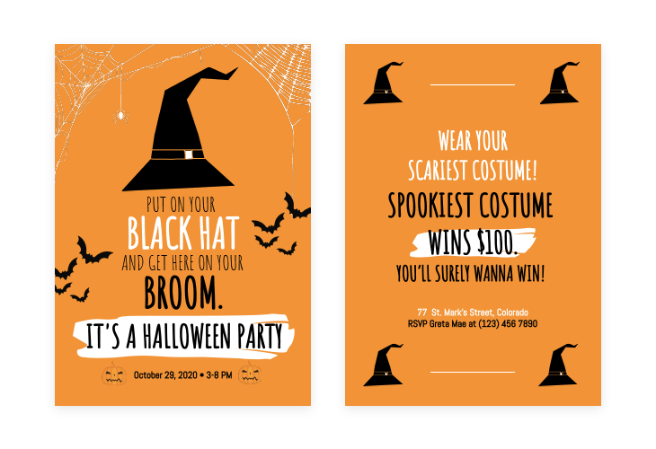 Witch Halloween Party Invitation Template