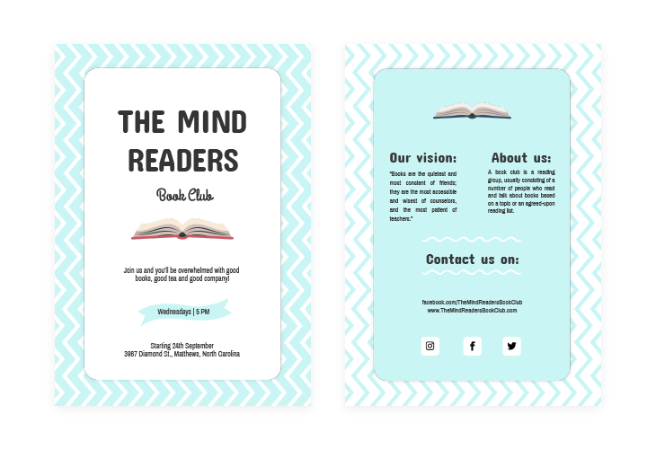 Turquoise Book Club Flyer Template
