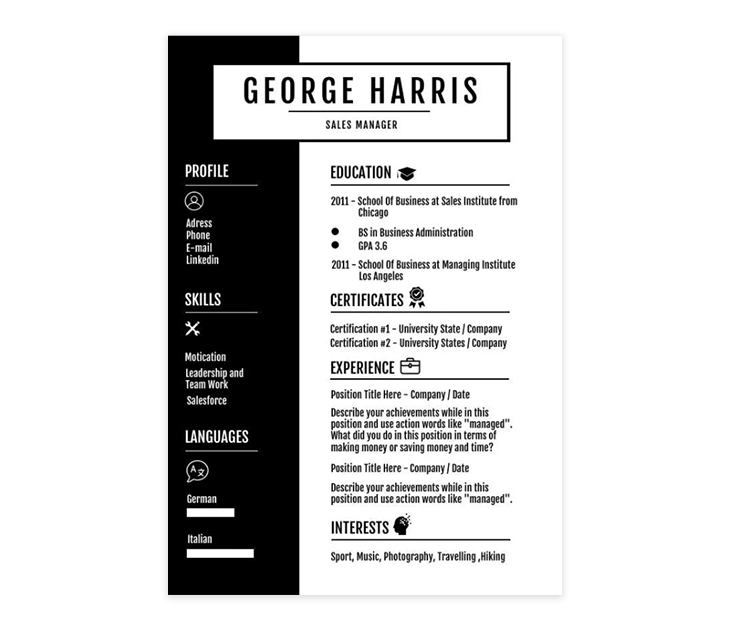 professional resume template from Flipsnack