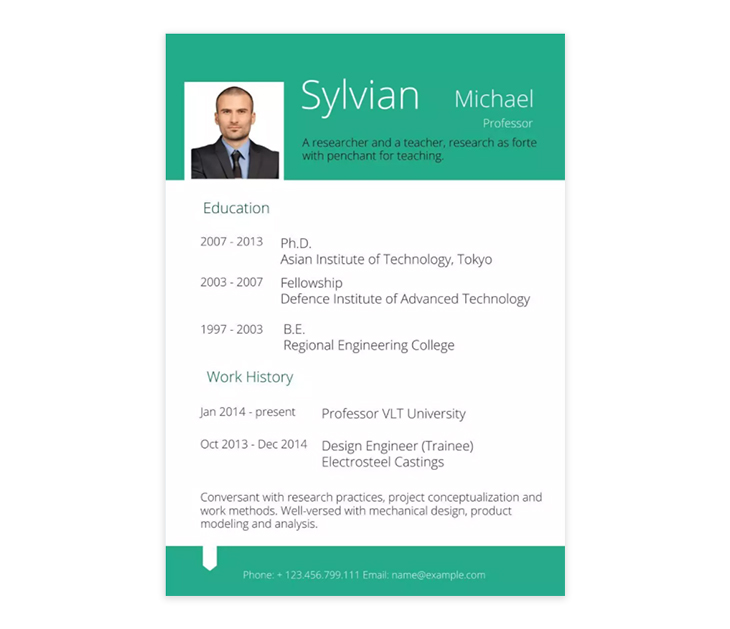 teacher resume template from Flipsnack