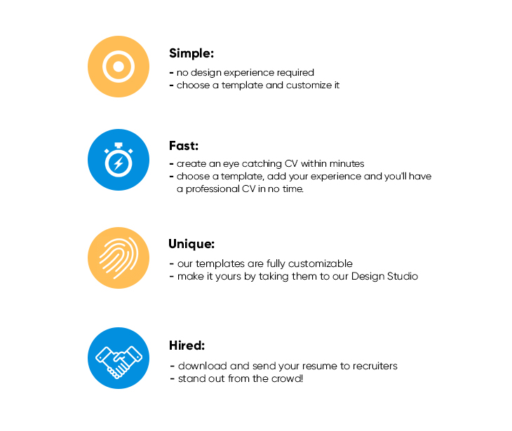 visual highlighting the four main reasons for using Flipsnack as an online cv maker