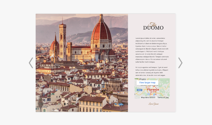example of integrated map widget within a flipbook in Flipsnack