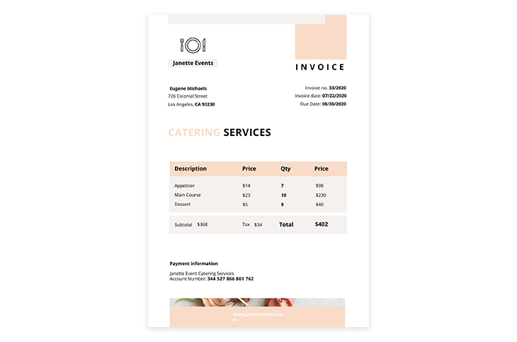 Catering Services Invoice Template