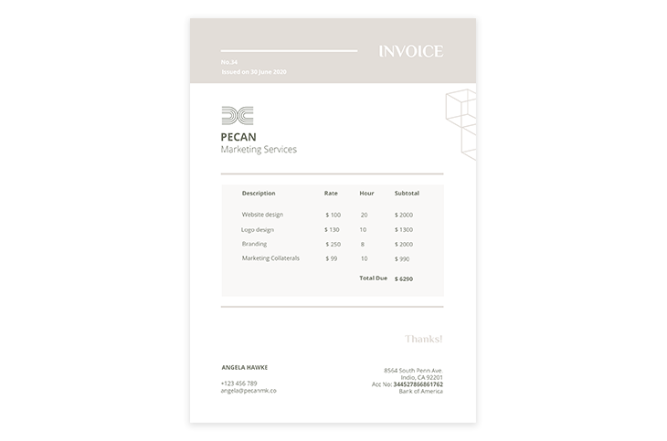 Printable Invoice Design Template