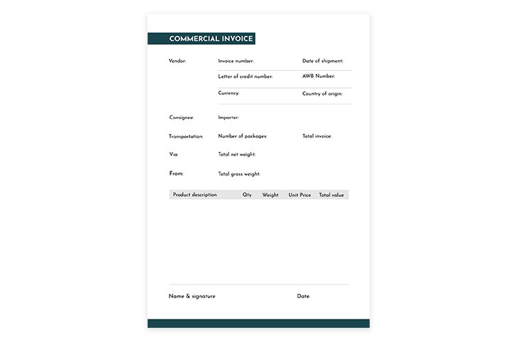 Commercial Invoice Template