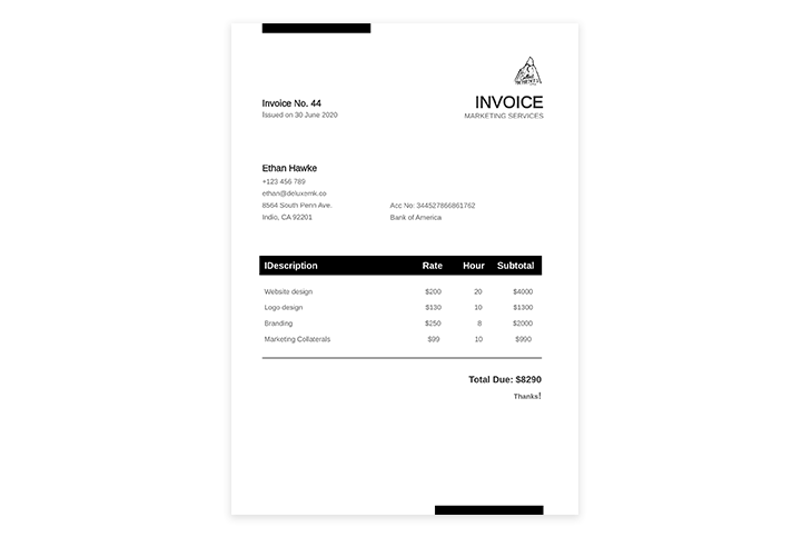 Editable Simple Bill Format Template