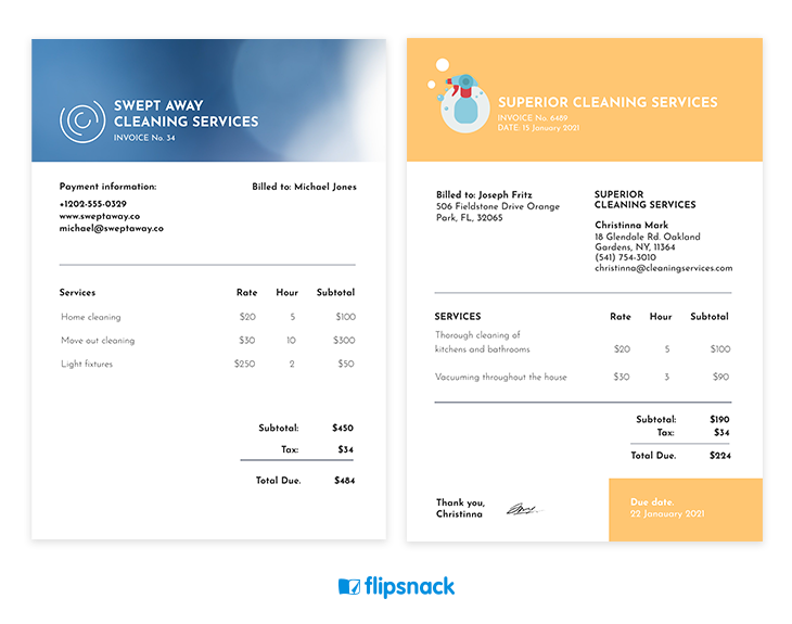 example of a before and after invoice template