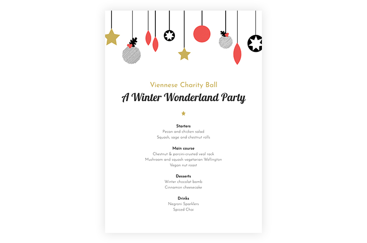 Illustrated Christmas Party Menu Template