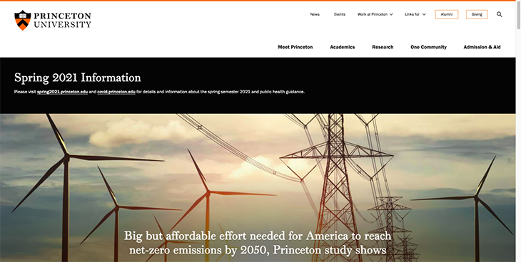princeton website homepage