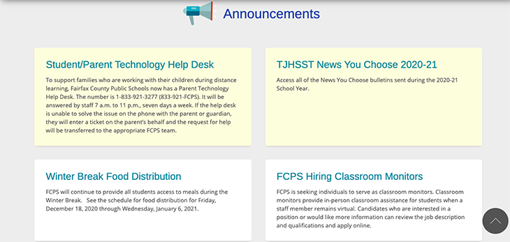 Thomas Jefferson High School for Science and Technology website page 2