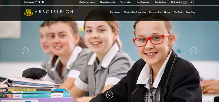 Abbotsleigh, example of an educational website design