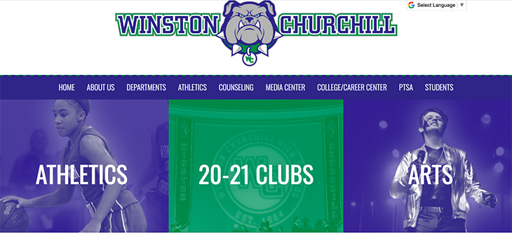 Winston Churchill High School website homepage