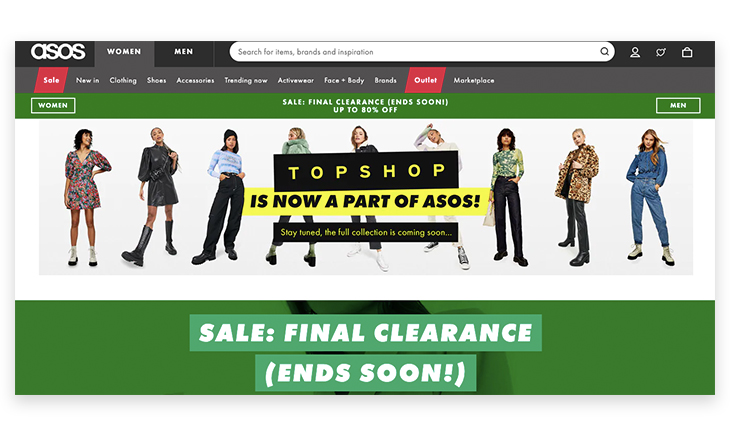 Asos website branding example