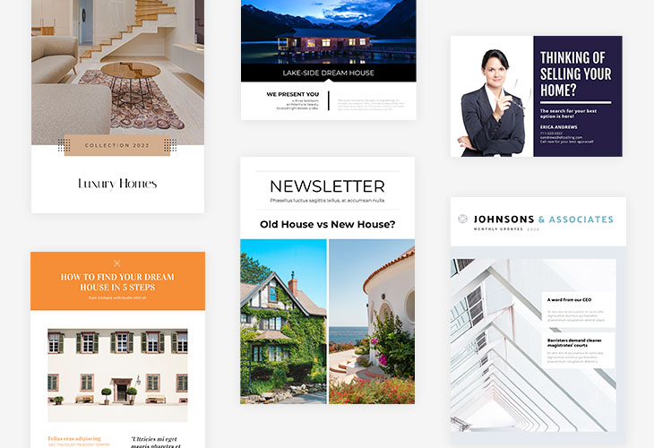 collage of Flipsnack real estate templates