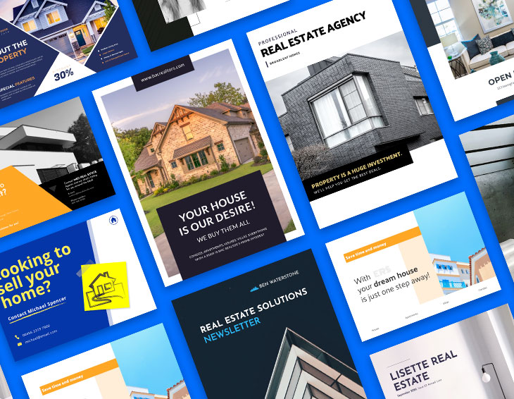 collage of Flipsnack real estate templates