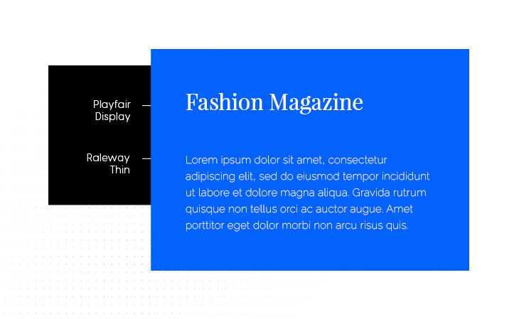 Playfair Display & Raleway Thin font pairing example