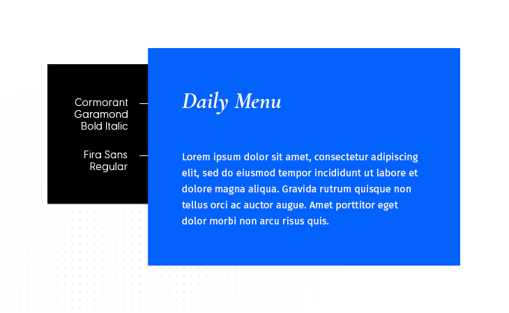 Cormorant Garamond Bold Italic & Fira Sans Regular font combination