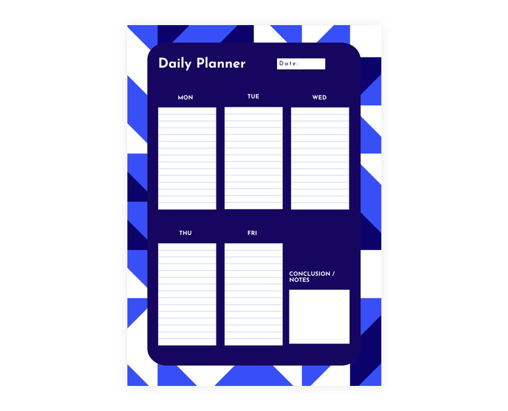 One Page Weekly Planner Template