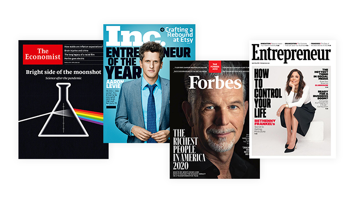 Business magazine covers collage