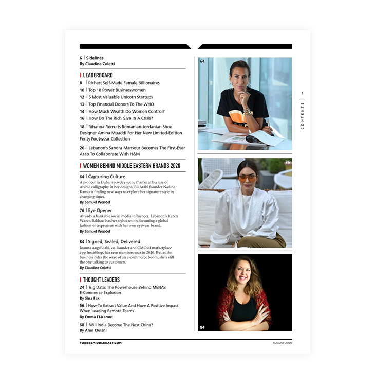 Table of contents - How to make a business magazine like Forbes