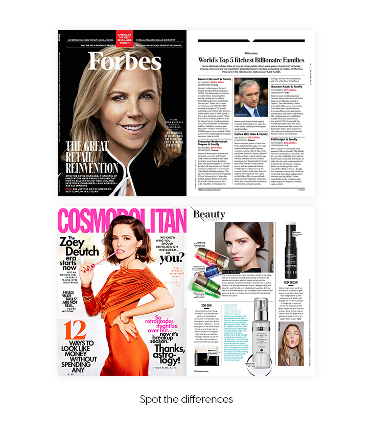 Forbes and Cosmopolitan - spot the differences