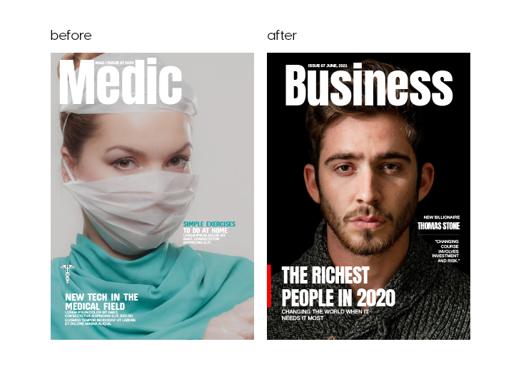 example of a before and after business magazine template