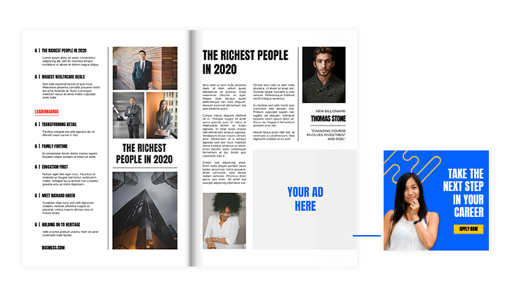 example of how to insert an ad in your business magazine