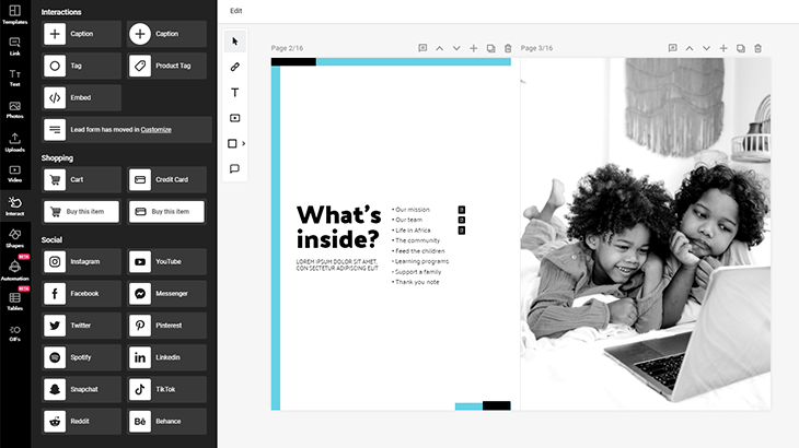 How to make an interactive PDF in Flipsnack by using interact buttons