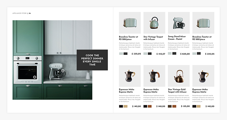 E-commerce catalog example with product tags in Flipsnack