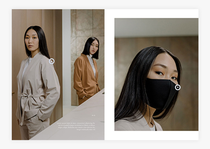 Product tag in the Interactive Fashion Catalog Template in Flipsnack