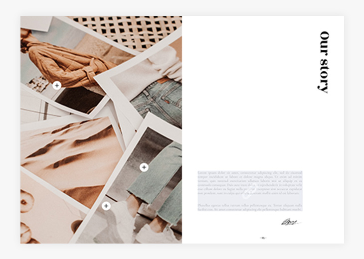 Caption buttons in the Interactive Fashion Catalog Template in Flipsnack