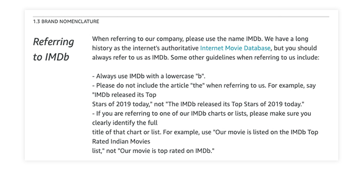 IMDb branding guideline example