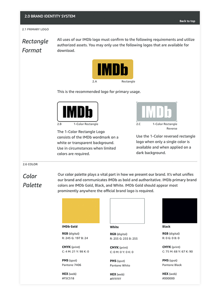 IMDb logo and color branding guidelines