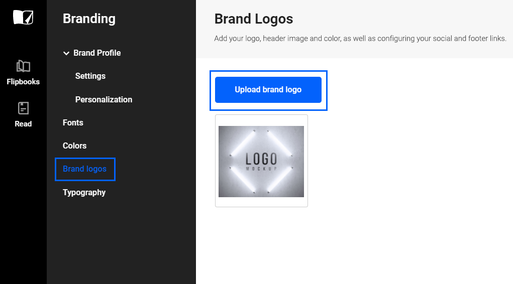 Upload brand logos in Flipsnack
