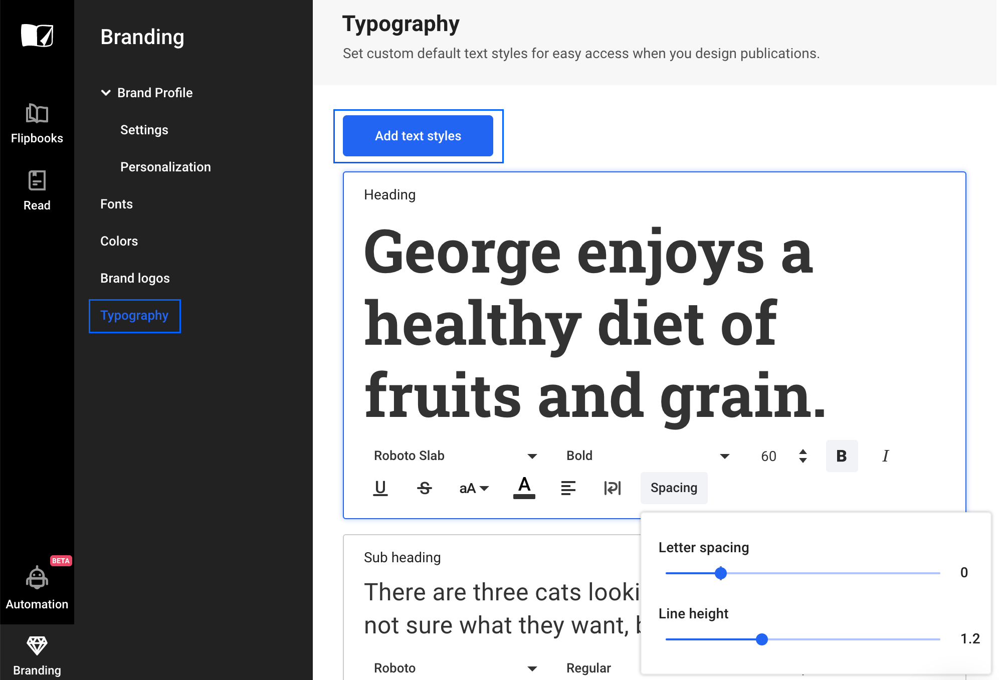 Custom Typography in Flipsnack
