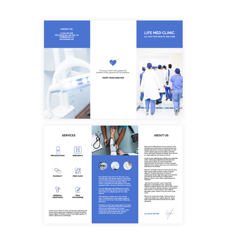 medical and care trifold brochure Flipsnack template