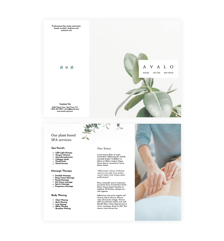 spa trifold brochure template